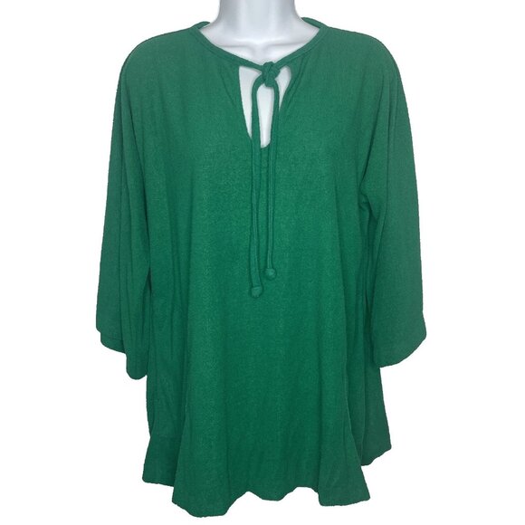Vintage 60s/70s Cole of California Shirt Top Size M Green Terrycloth Cover Up - Picture 1 of 8